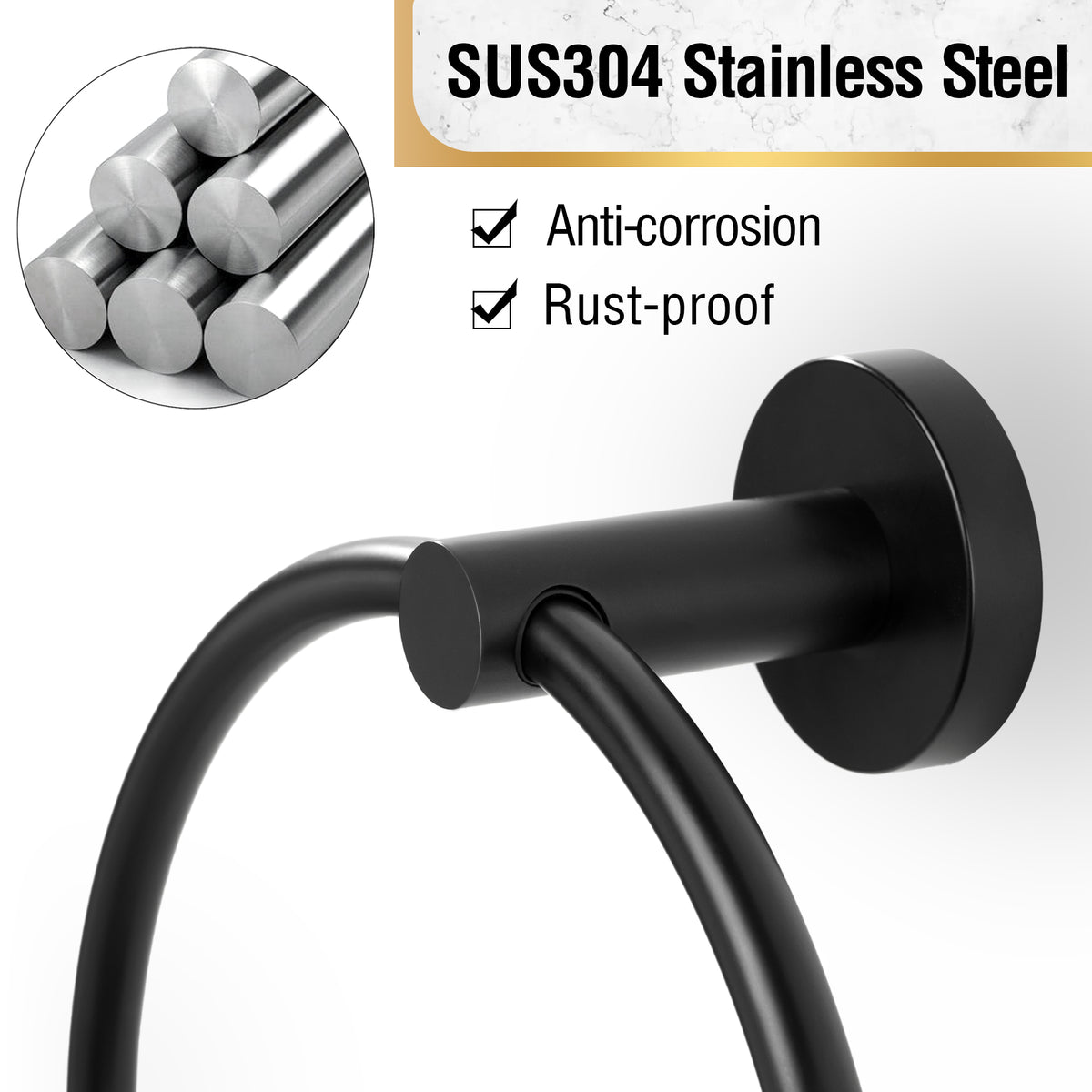 thumbnail image 2 of ISTAR Stainless Steel Self Adhesive Round Towel Ring 2 of 9