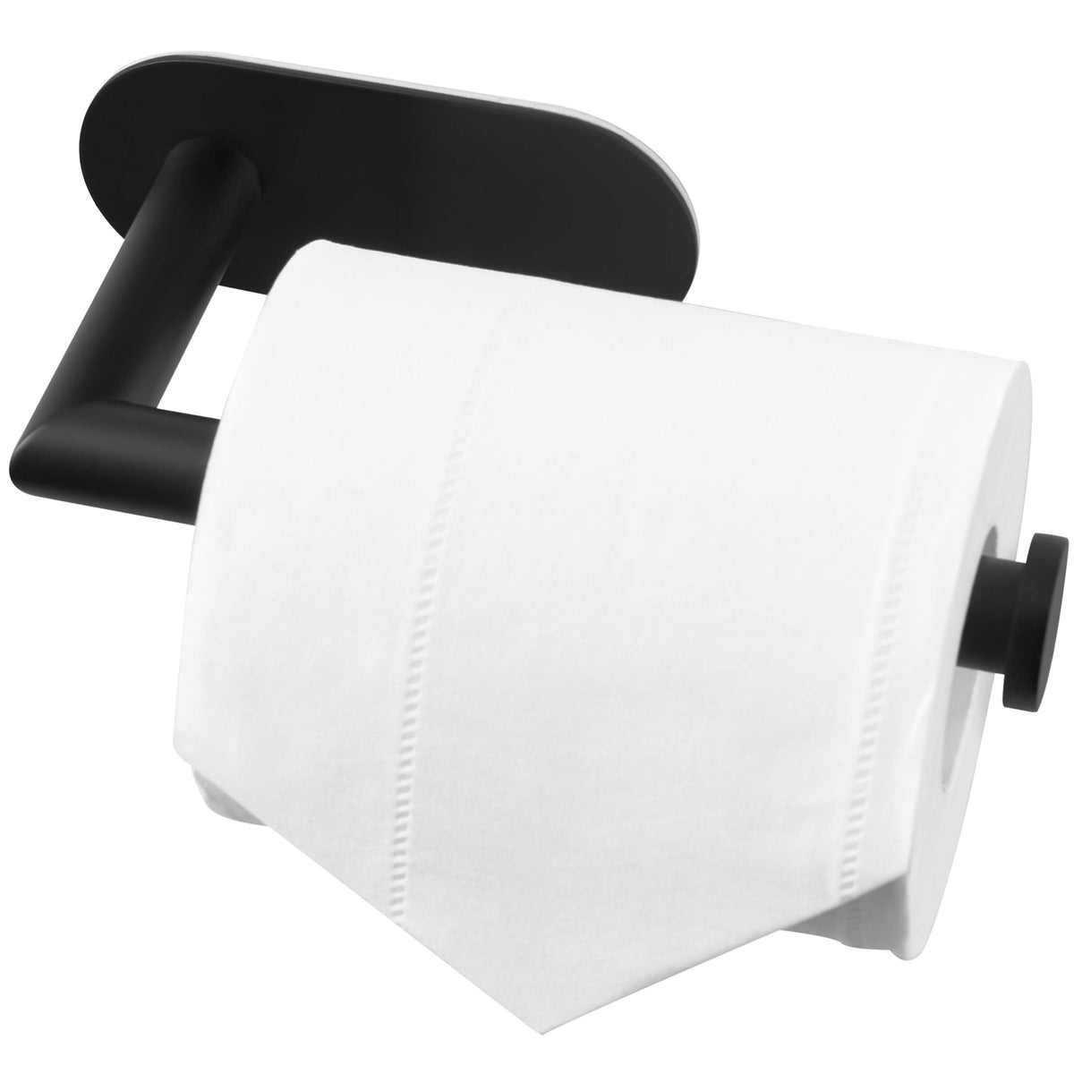 Henitol Toilet Paper Holder with Shelf, Rustproof SUS304 Stainless Steel  Black Toilet Paper Holder, Self Adhesive Stick on No Drill or Wall-Mount  with
