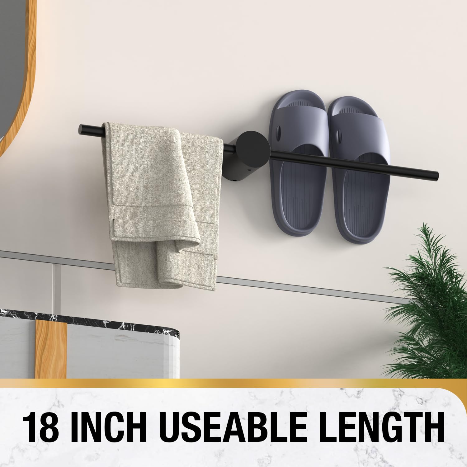 Towel Rack Single Base Wall Mounted 24 Inch丨Towel Rack Wall Mounted丨Modern Home Decor Bath丨Towel Holder with Hardware Accessories