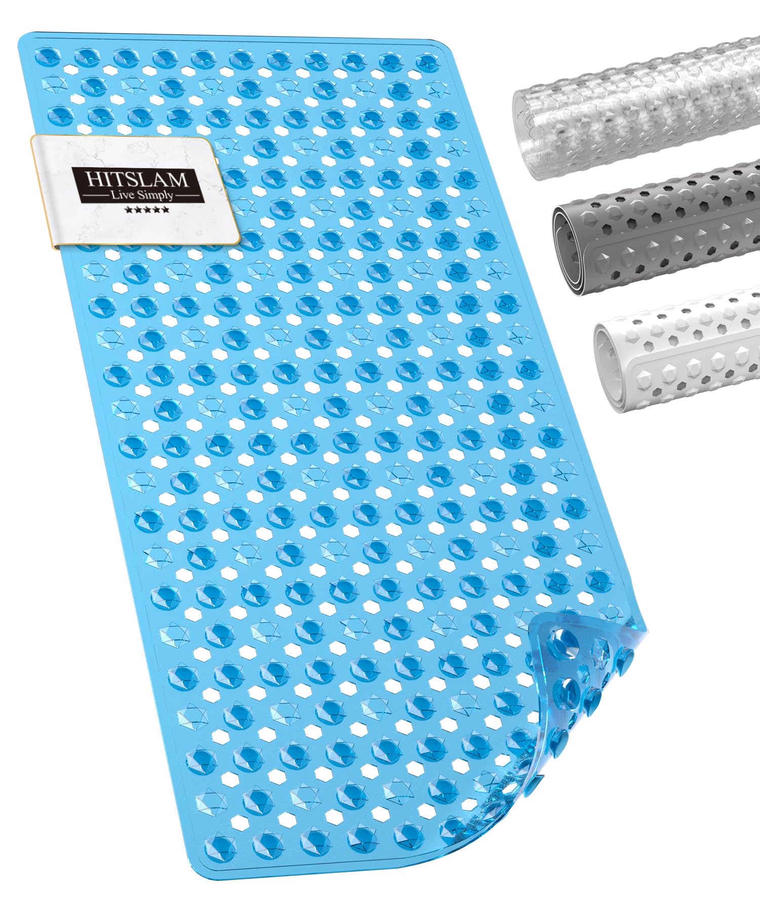 Bathtub Mat 35'' x 16 ''丨 Long Bath Mat for Tub丨Machine Washable Bathroom Shower Mat with Suction Cups and Drain Holes丨Quick Dry and Easy to Clean, Bathroom Accessories