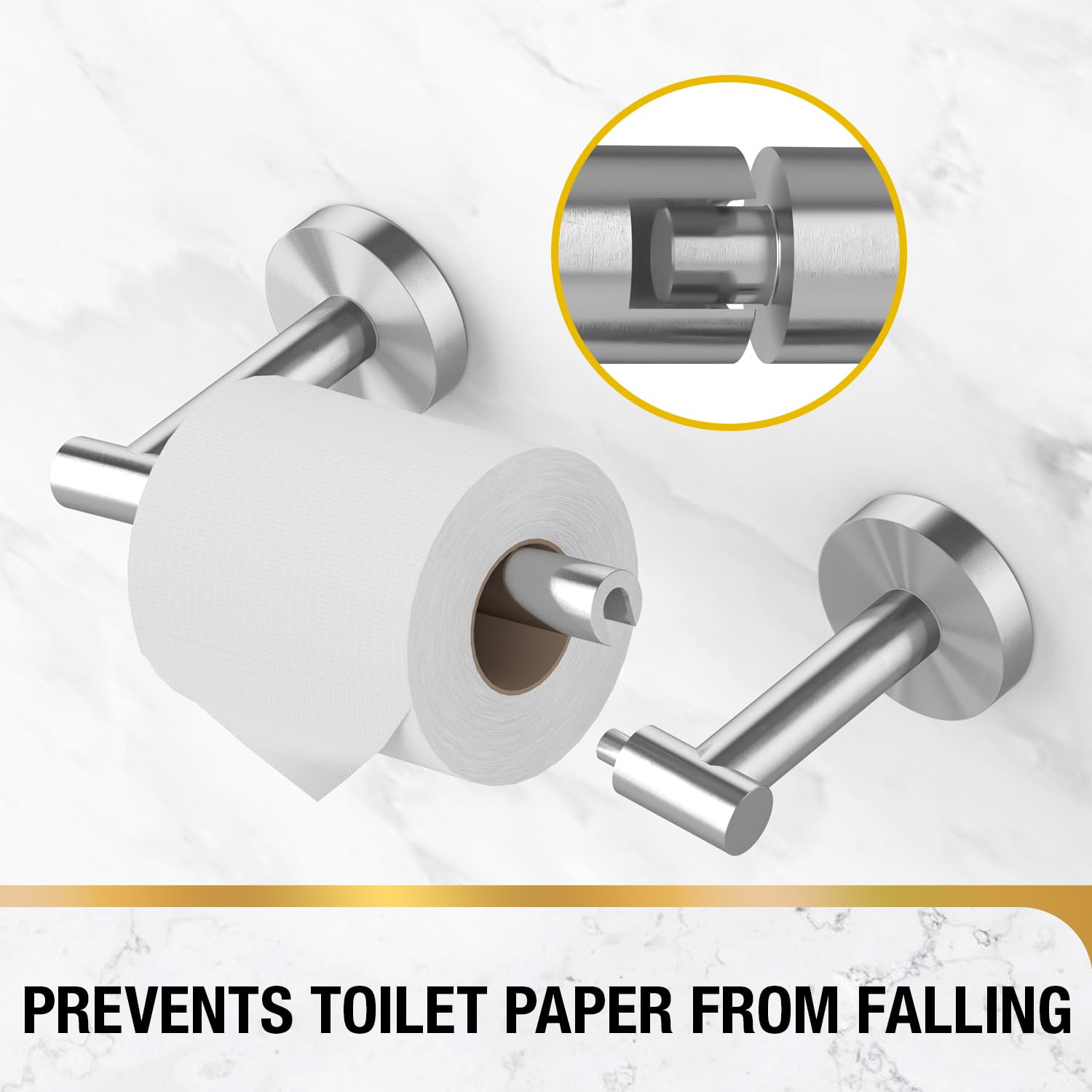 Double Post Pivoting Toilet Paper Roll Holder丨Stainless Steel Silver Toilet Roll Holder丨Toilet Tissue Holder for Bathroom