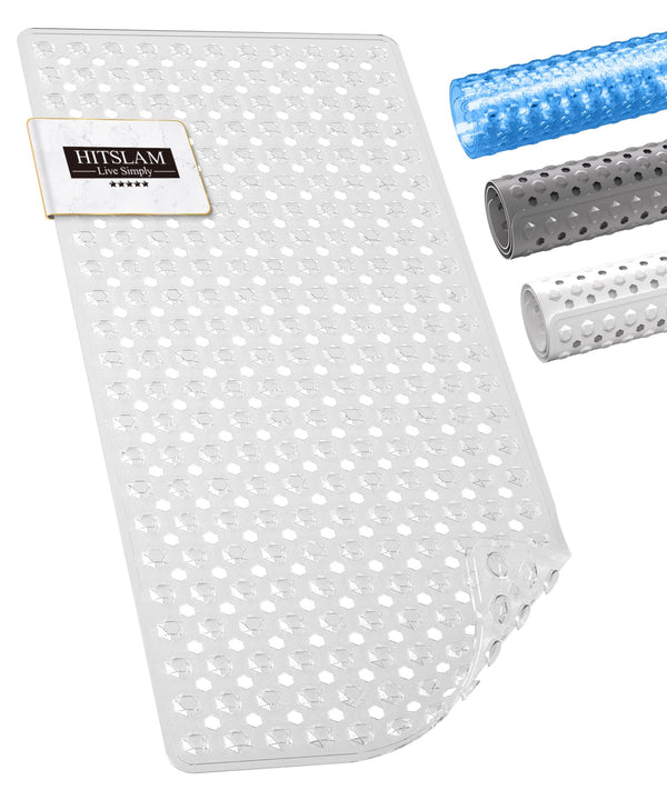 Bathtub Mat 35'' x 16 ''丨 Long Bath Mat for Tub丨Machine Washable Bathroom Shower Mat with Suction Cups and Drain Holes丨Quick Dry and Easy to Clean, Bathroom Accessories