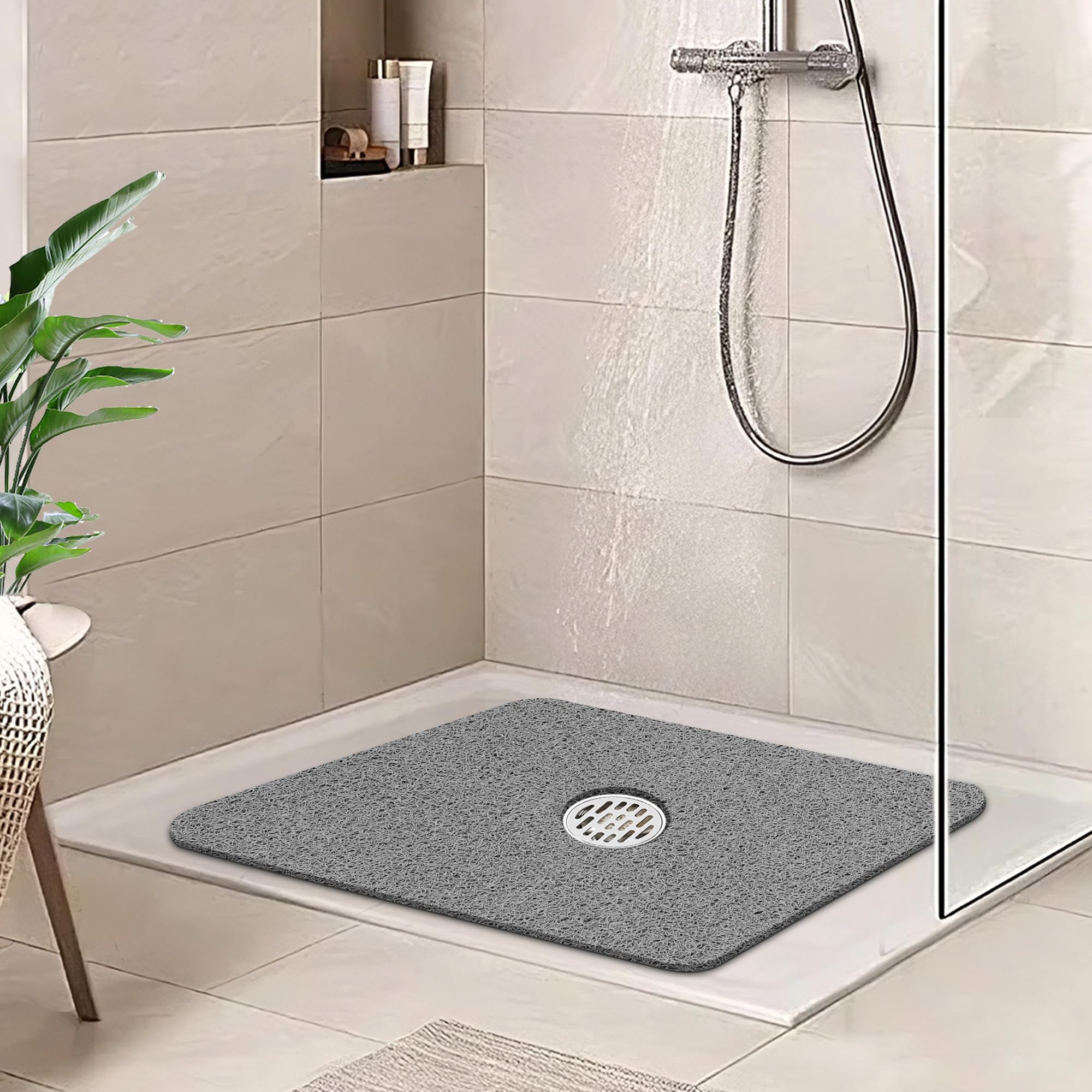 Shower Mat Drain Holes PVC Bathtub Mat Non Slip with Drain丨Soft PVC Lo ...
