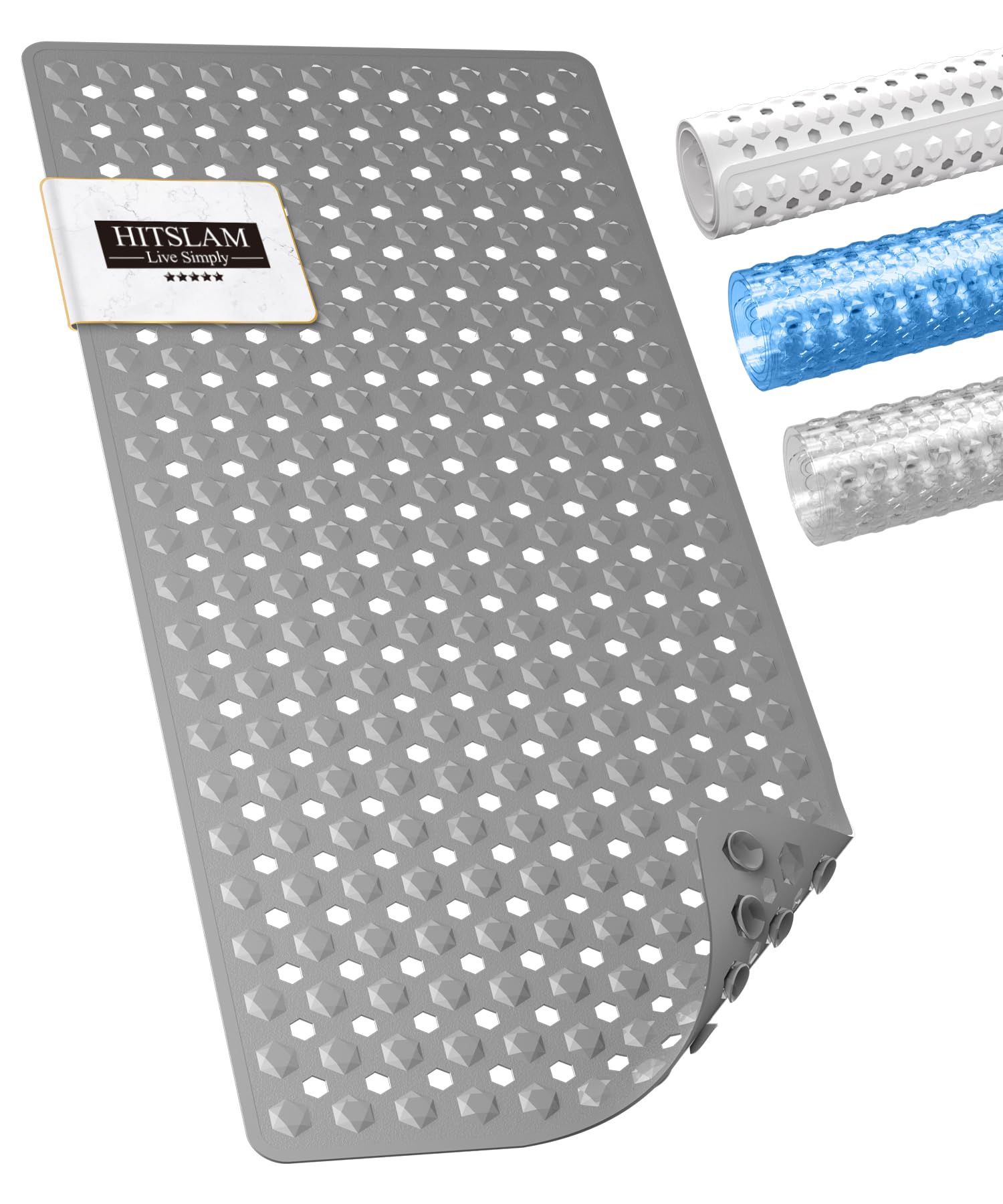 Bathtub Mat 35'' x 16 ''丨 Long Bath Mat for Tub丨Machine Washable Bathroom Shower Mat with Suction Cups and Drain Holes丨Quick Dry and Easy to Clean, Bathroom Accessories