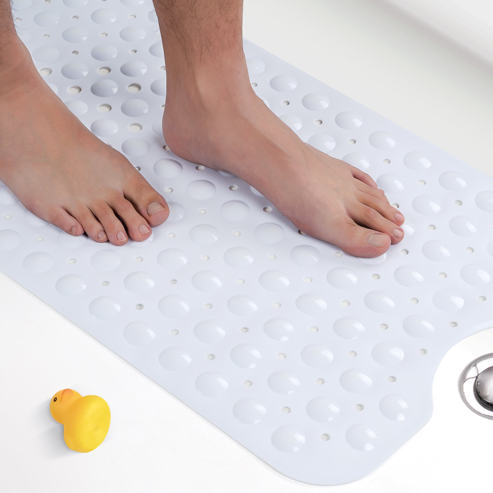 Oriental Trading Company Vicyak Bathtub Mat Non Slip 27.5 x 15.7 inch Machine Washable Shower Mats with Drain Holes and Powerful Suction Cups, Clear