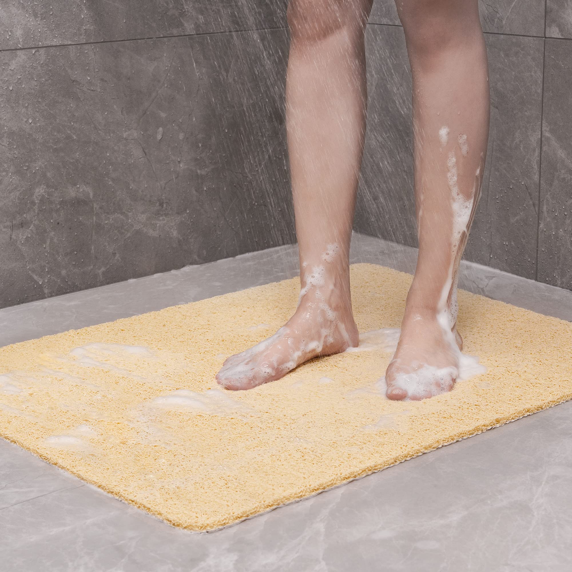 Shower Mat Bathtub Mat Non-Slip Soft Tub Mat with Drain PVC Loofah Bath Mat  NEW
