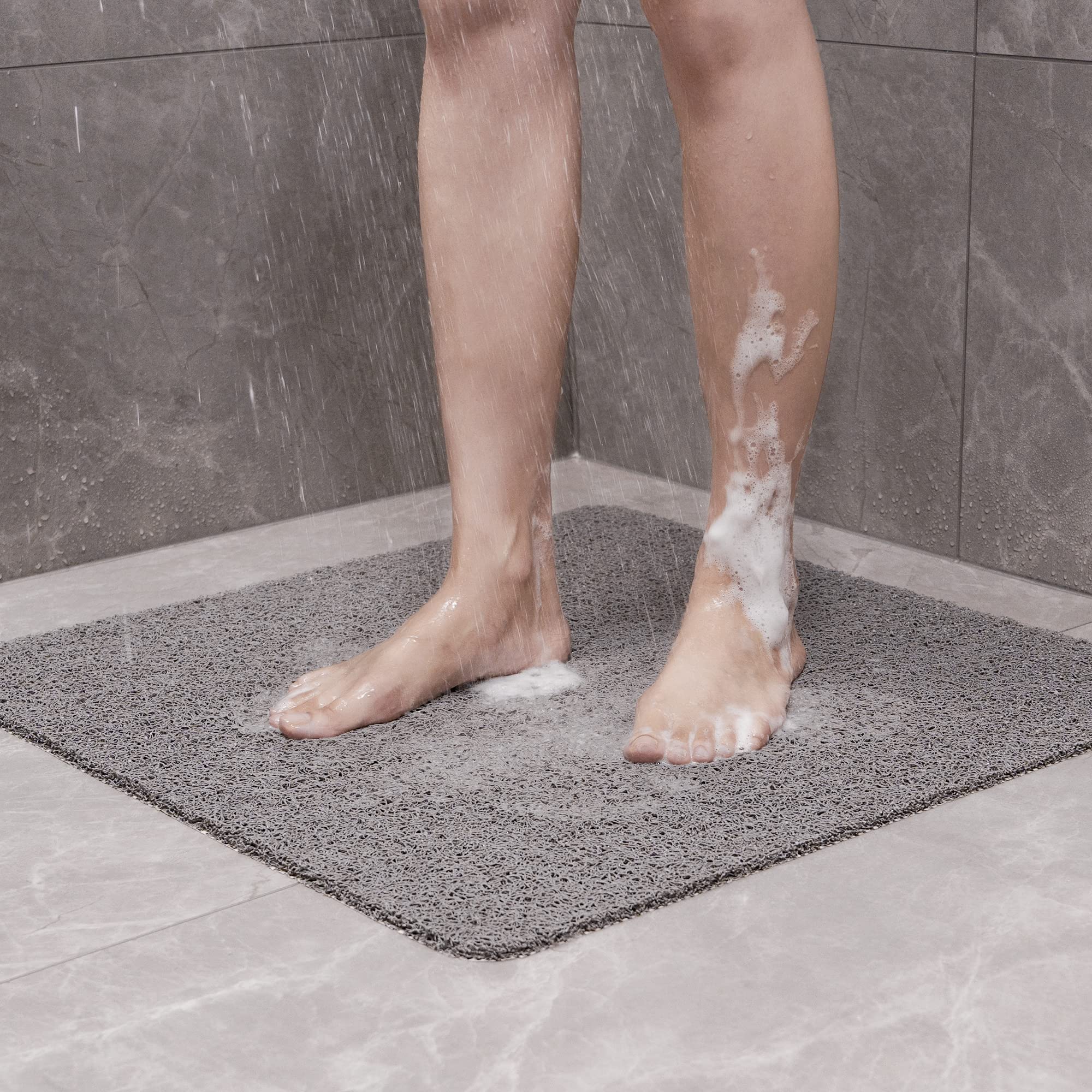 Shower Mat Non Slip Bathtub Mat Soft Tub Mat pvc Quick Drying Grey 24X16