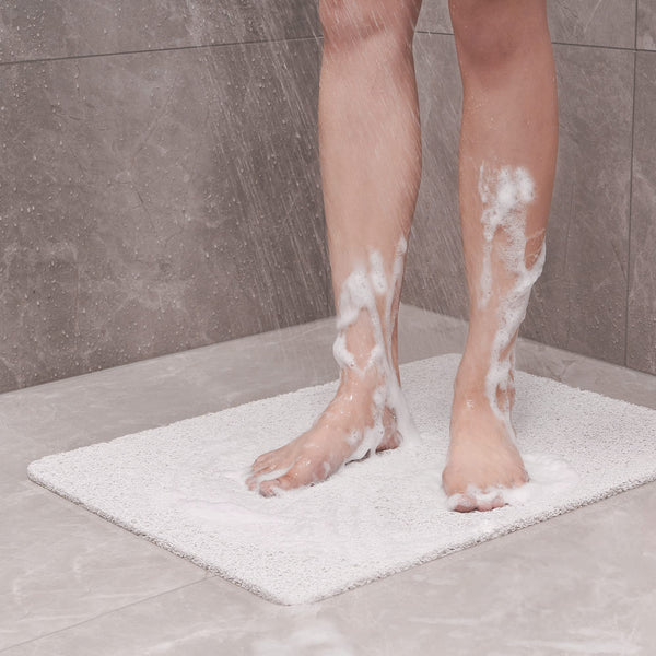 Shower Mat PVC 24" x 16"丨 Bathtub Mat Non Slip with Drain丨Soft PVC Loofah Shower Bath Mat for Tub