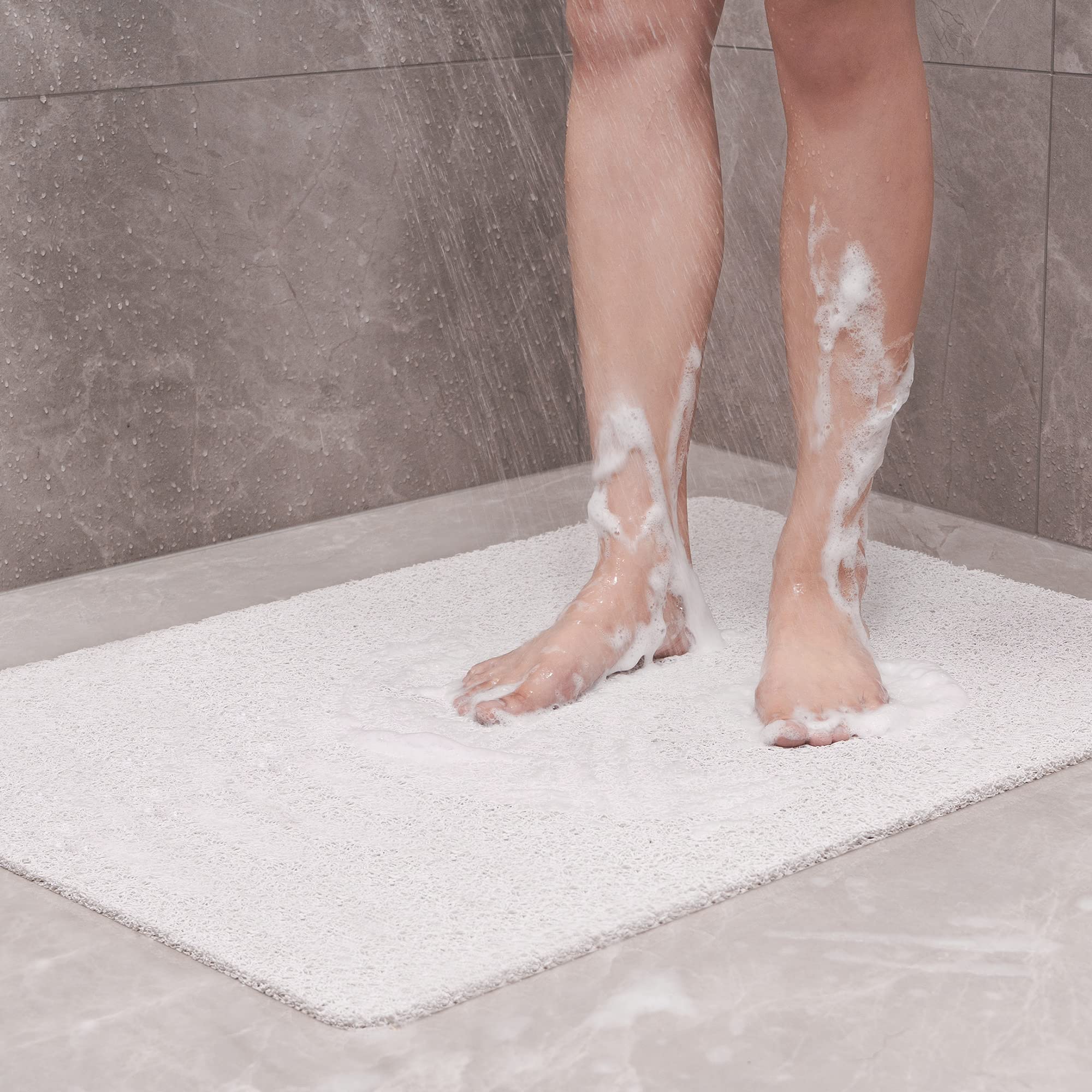 Shower Mat Bathtub Mat Non-Slip Soft Tub Mat with Drain PVC Loofah Bath Mat  NEW