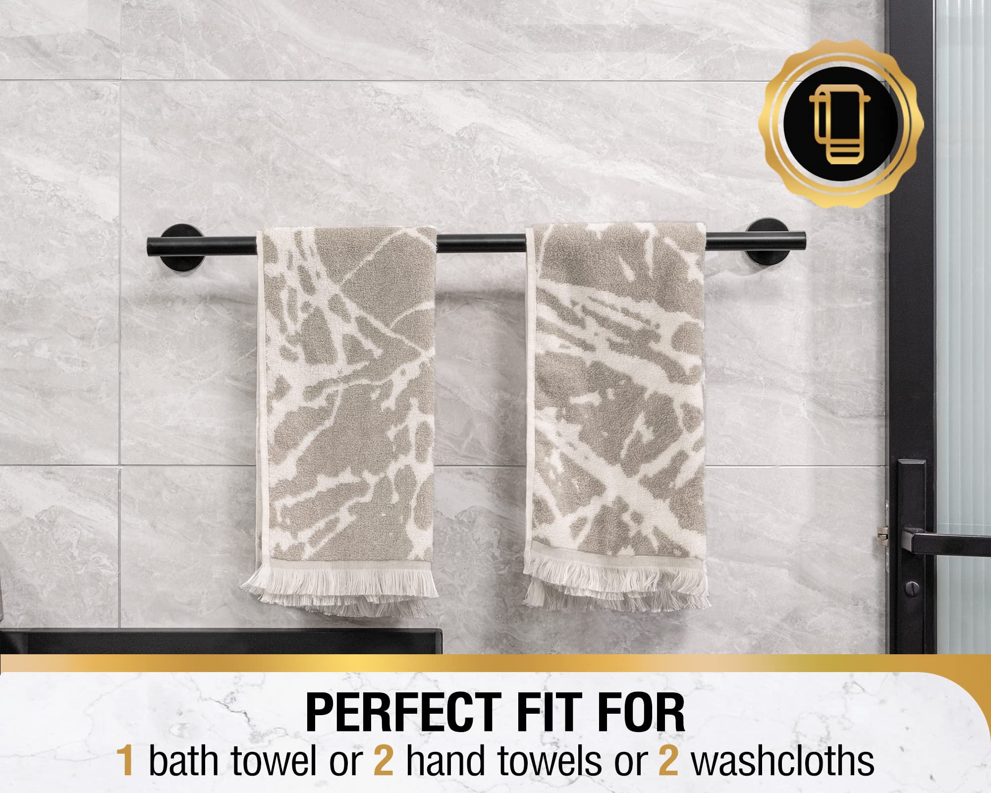 tower rack wall mounted towel bar bathroom stainless steel bath towel holder 25.7 inch black