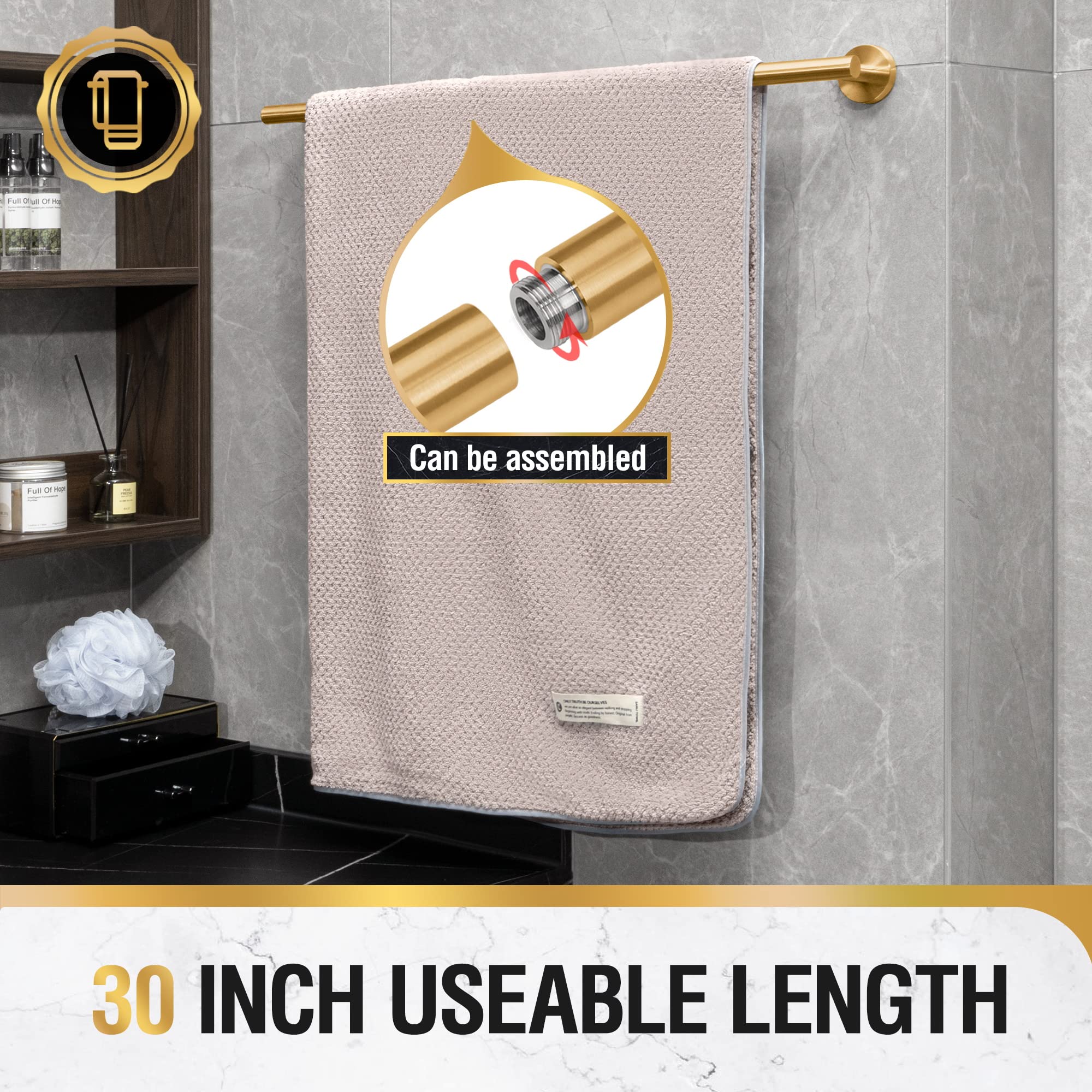 tower rack wall mounted towel bar bathroom stainless steel bath towel holder 31.6 inch gold