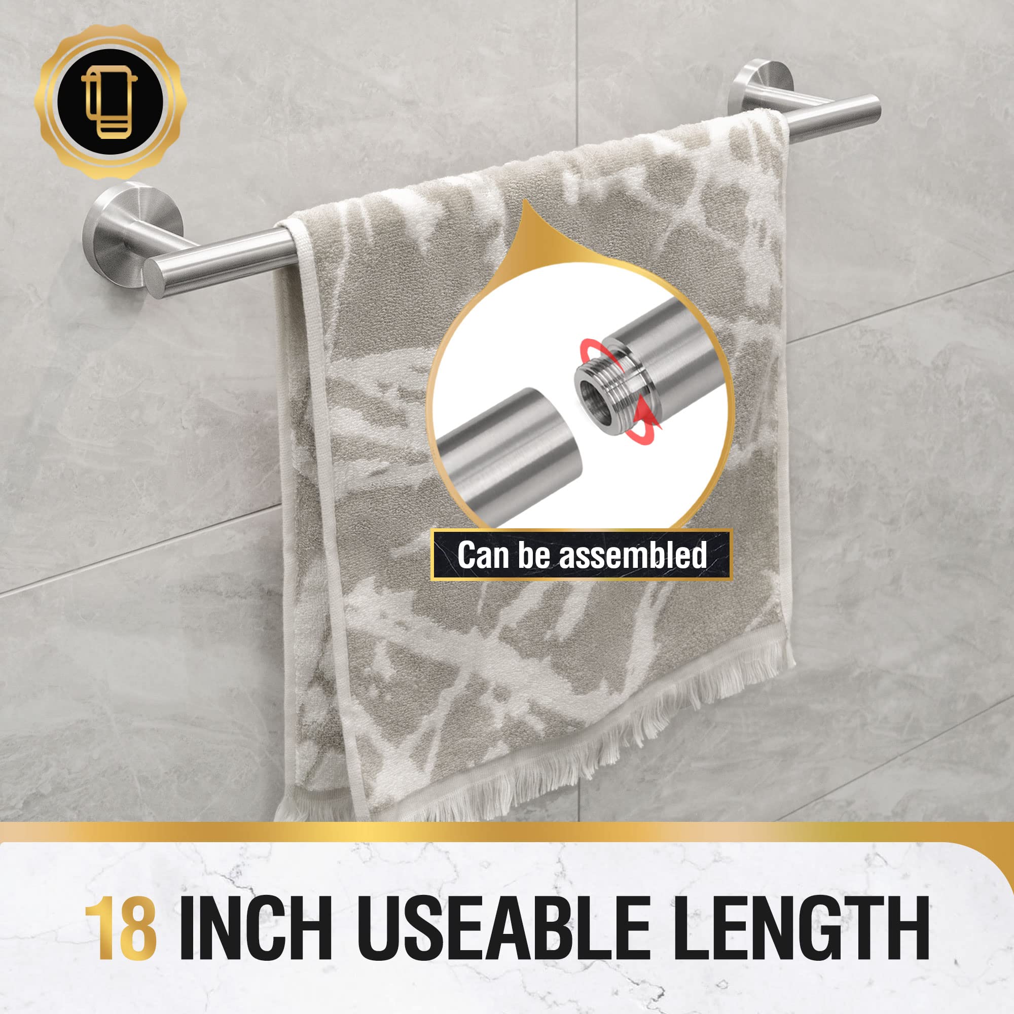 Towel Rack Wall Mounted 19.8 Inch丨Towel Bar for Bathroom 丨Towel Rack Wall Mounted丨Modern Home Decor Bath Towel Holder